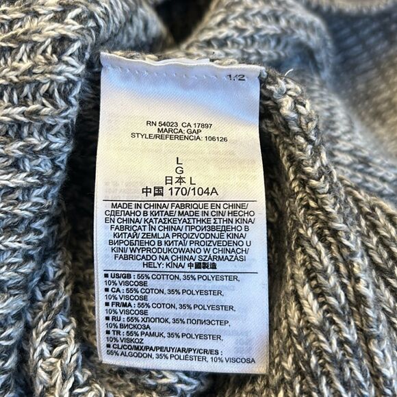 Gap gray white black mock neck buttoned sweater Size L New - Picture 7 of 10